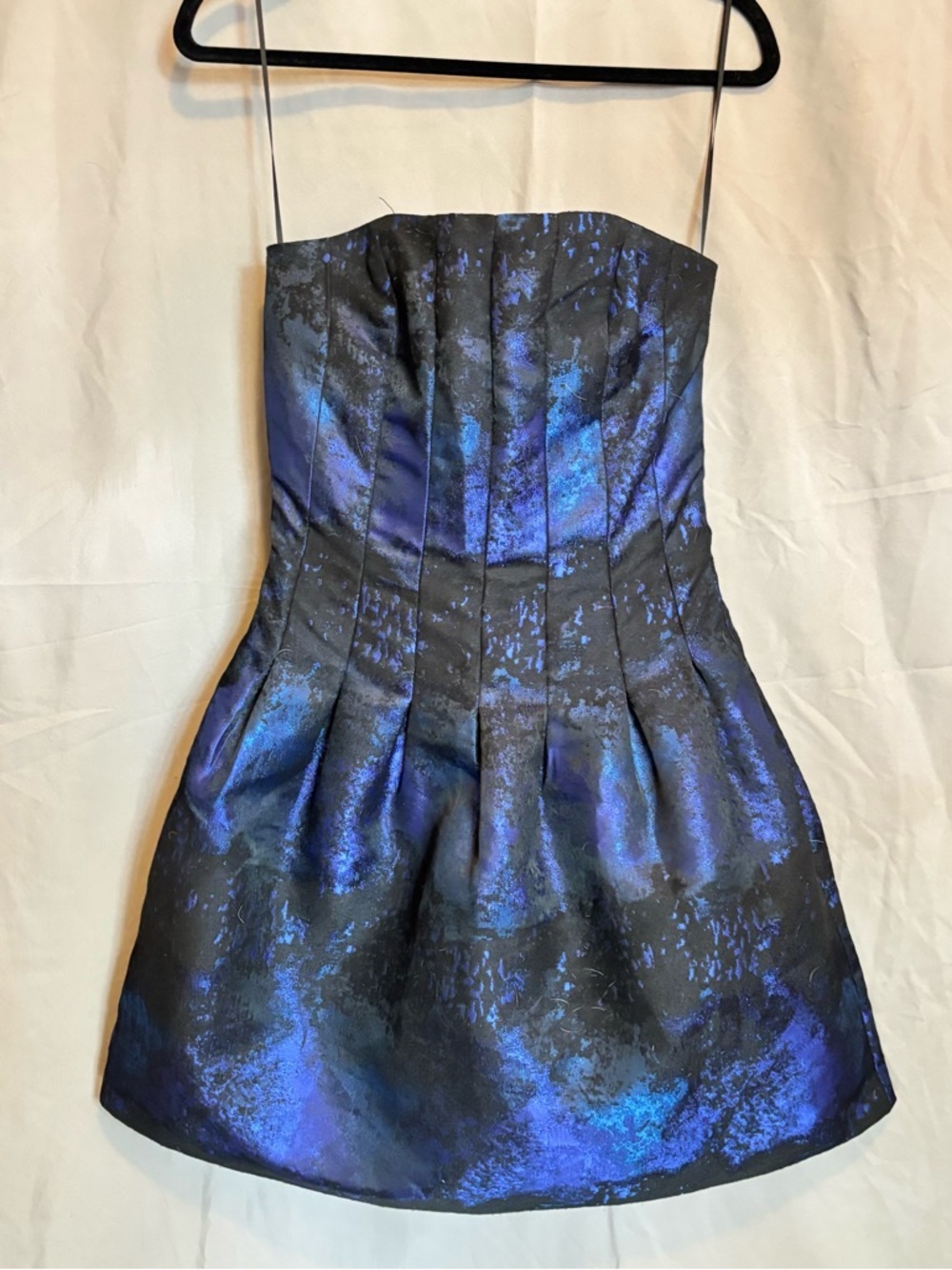 H&M Strapless Blue and Black Iridescent Party Dress